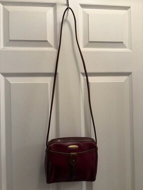 Vintage Liz Claiborne Burgundy Leather Crossbody Bag Braided Detail